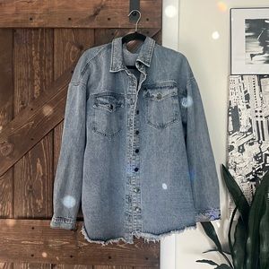 NWOT SZ XXL Raw Hem Button-up Denim Jacket